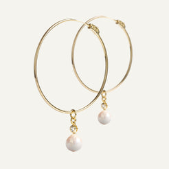 Large Hoop Pearl Earrings - Mantarraya NYC